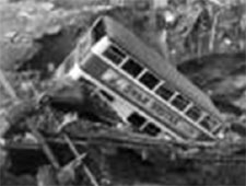 Bombed bus London WW2