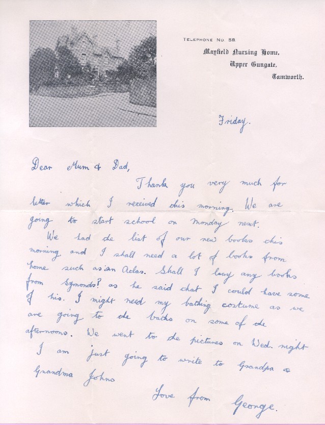 Letter from George to his Mum and Dad - Fri 15th September 1939