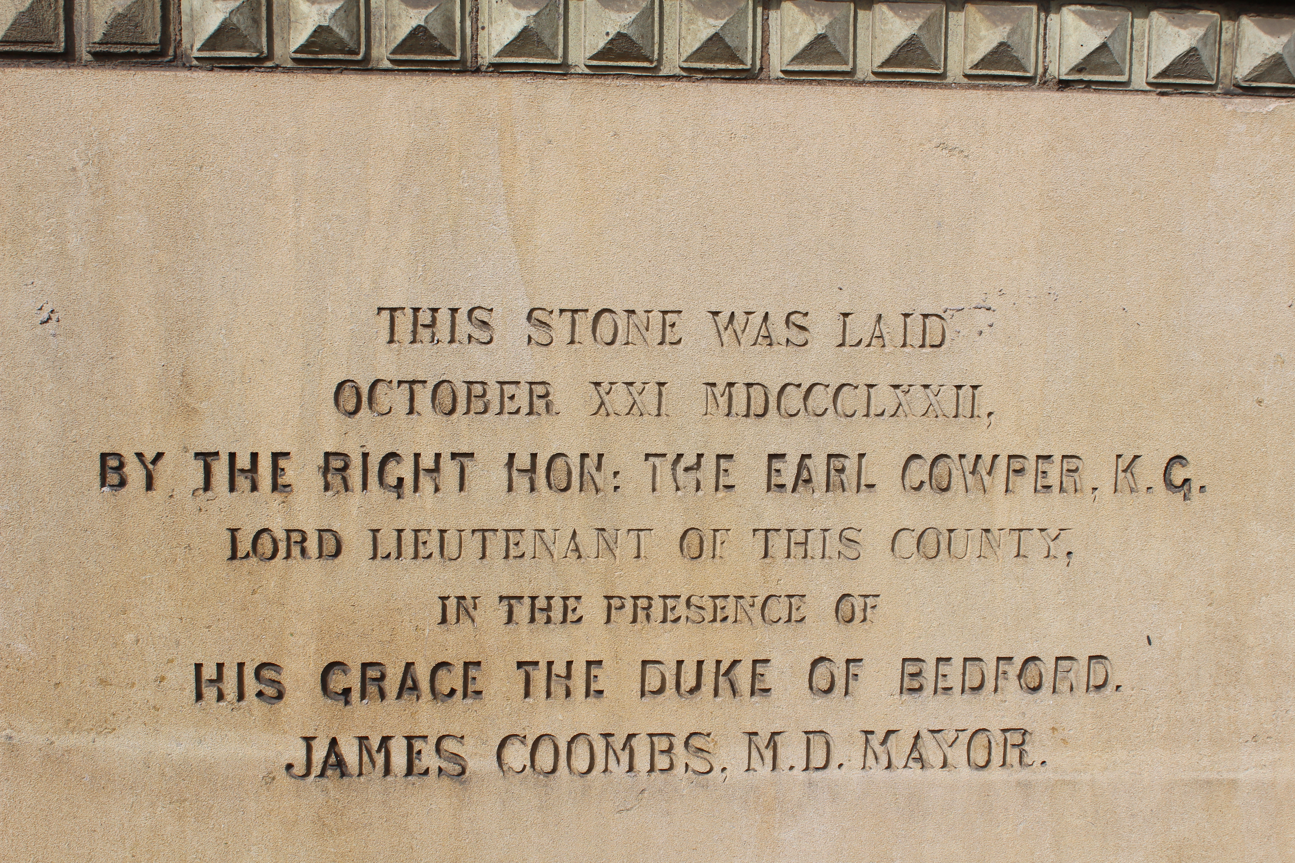 Bedford Corn Exchange Foundation Stone commemorative plaque