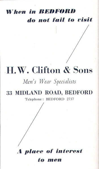 Advert for H. W. Clifton & Sons