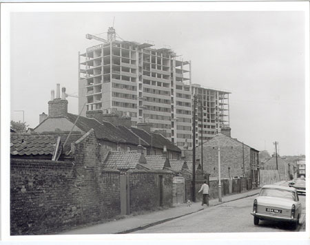 Photo of the Black Tom Area of Bedford with new blocks of flats being constructed