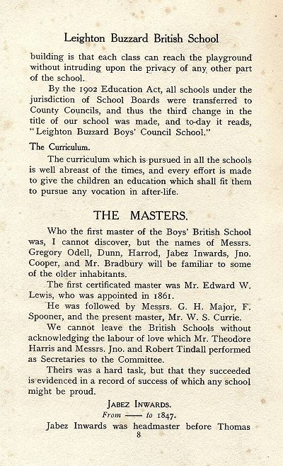 text on the 1902 Education Act and the schoolmasters