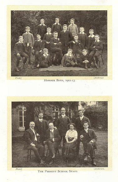 Photographs from 1913 boys with honours and staff