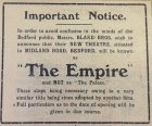 Empire Cinema Advertisement, Beds Mercry 15th March 1912
