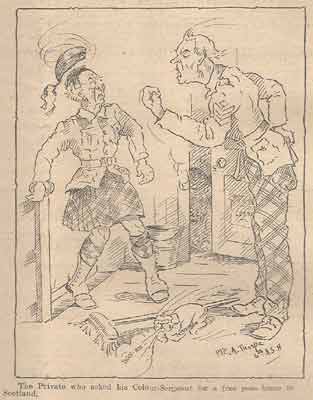 Cartoon by Private A Thorpe of Highlanders