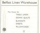 Advertisement for Belfast Linen Warehouse from the Bedford Directory, 1934