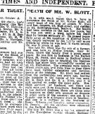 Walter Blott's Obituary, Beds Times and Independent 27th October 1922