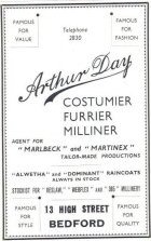 Advertisement for Arthur Day from the Bedford Directory, 1947