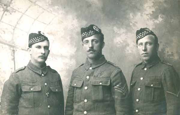 Sergeant McKay (centre) of 'A' Company, 5th Seaforth Highlanders