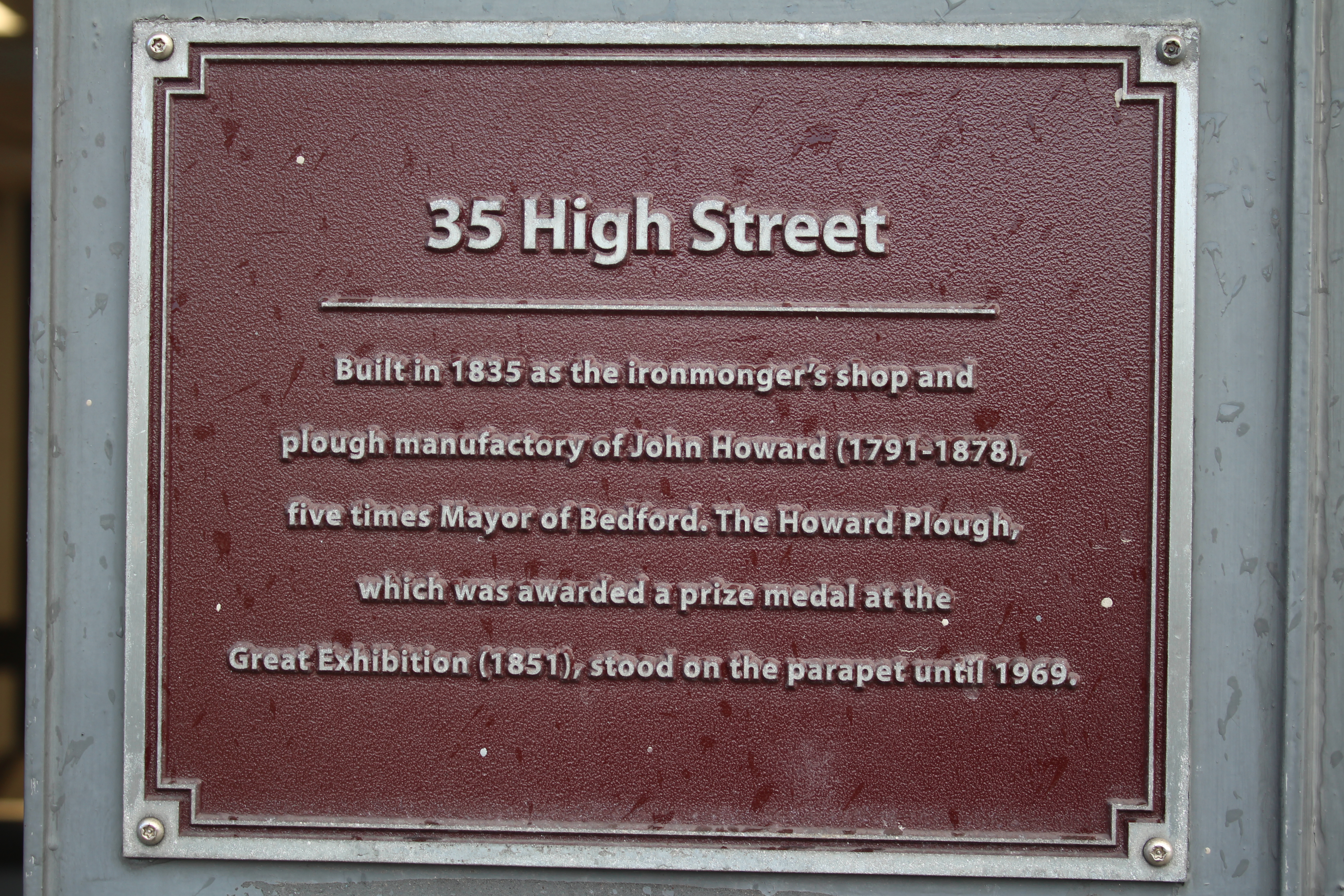 John Howard (industrialist) Commemorative Plaque