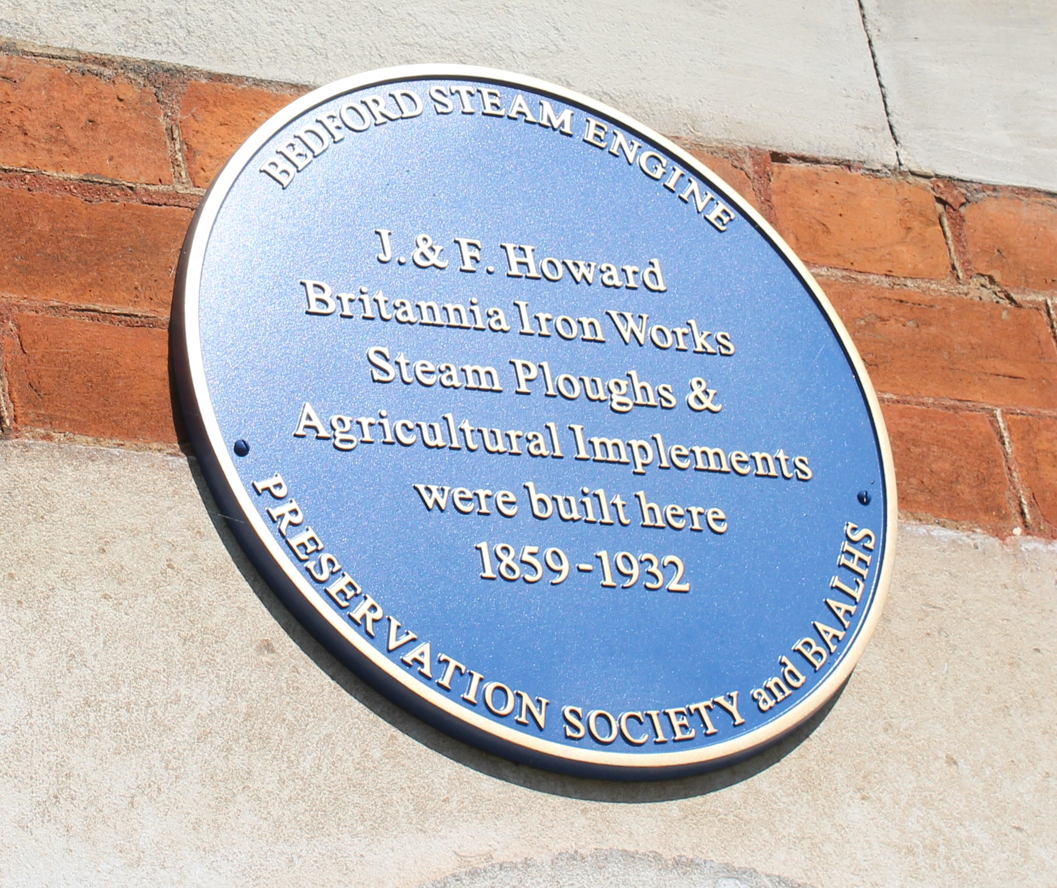 J & F Howard Britannia Iron Works commemorative plaque