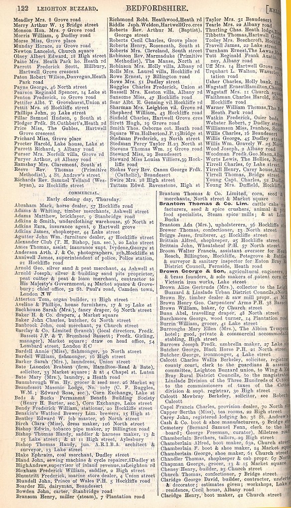 Leighton Buzzard, from Kelly's Directory 1906, page 122