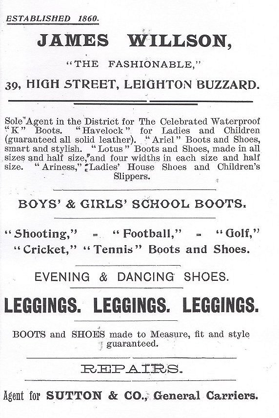 Shop advert 9 from 'Leighton Buzzard past and present', 1905