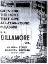 Newspaper advertisement for Dillamore's Furniture Shop