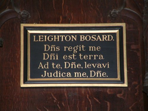 Leighton plaque in stalls at Lincoln Cathedral