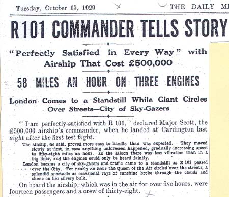 Newspaper Article - Daily Mirror 15th October 1929