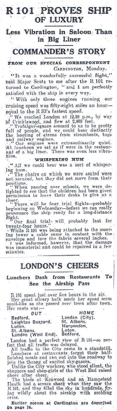 Newspaper Article - Daily Mirror 15th October 1929