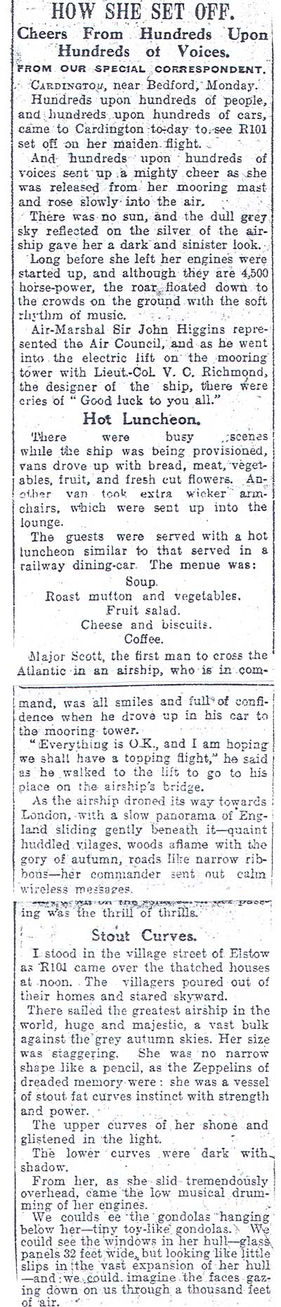 Newspaper Article - The Evening News 14th October 1929