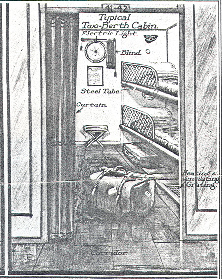 Artist's Impression of a Typical Two-Berth Cabin in the R101 - The Illustrated London News 9th March 1929 Artist's Impression of a Typical Two-Berth Cabin in the R101 - The Illustrated London News 9th March 1929