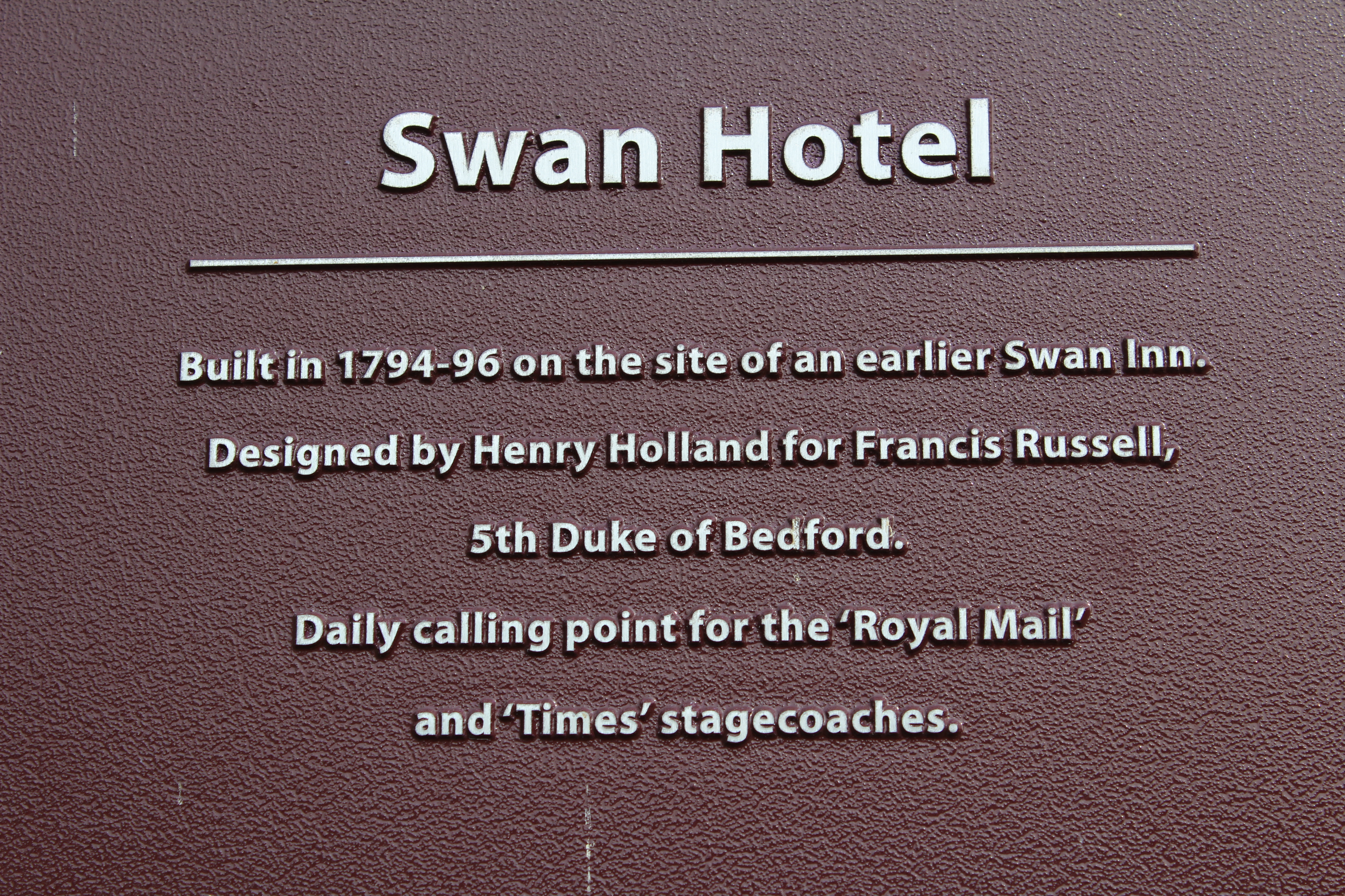 Swan Hotel Commemorative Plaque