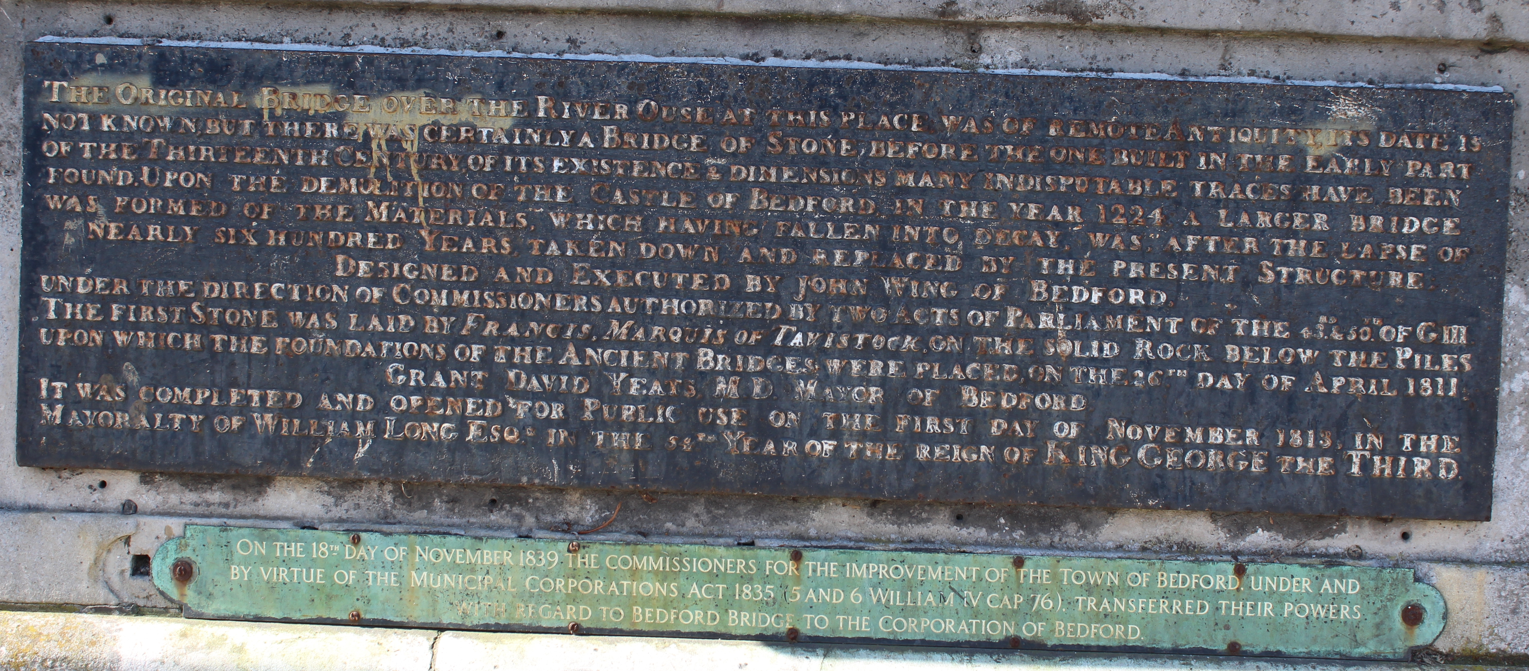 Town Bridge Opening 1813 commemorative plaque