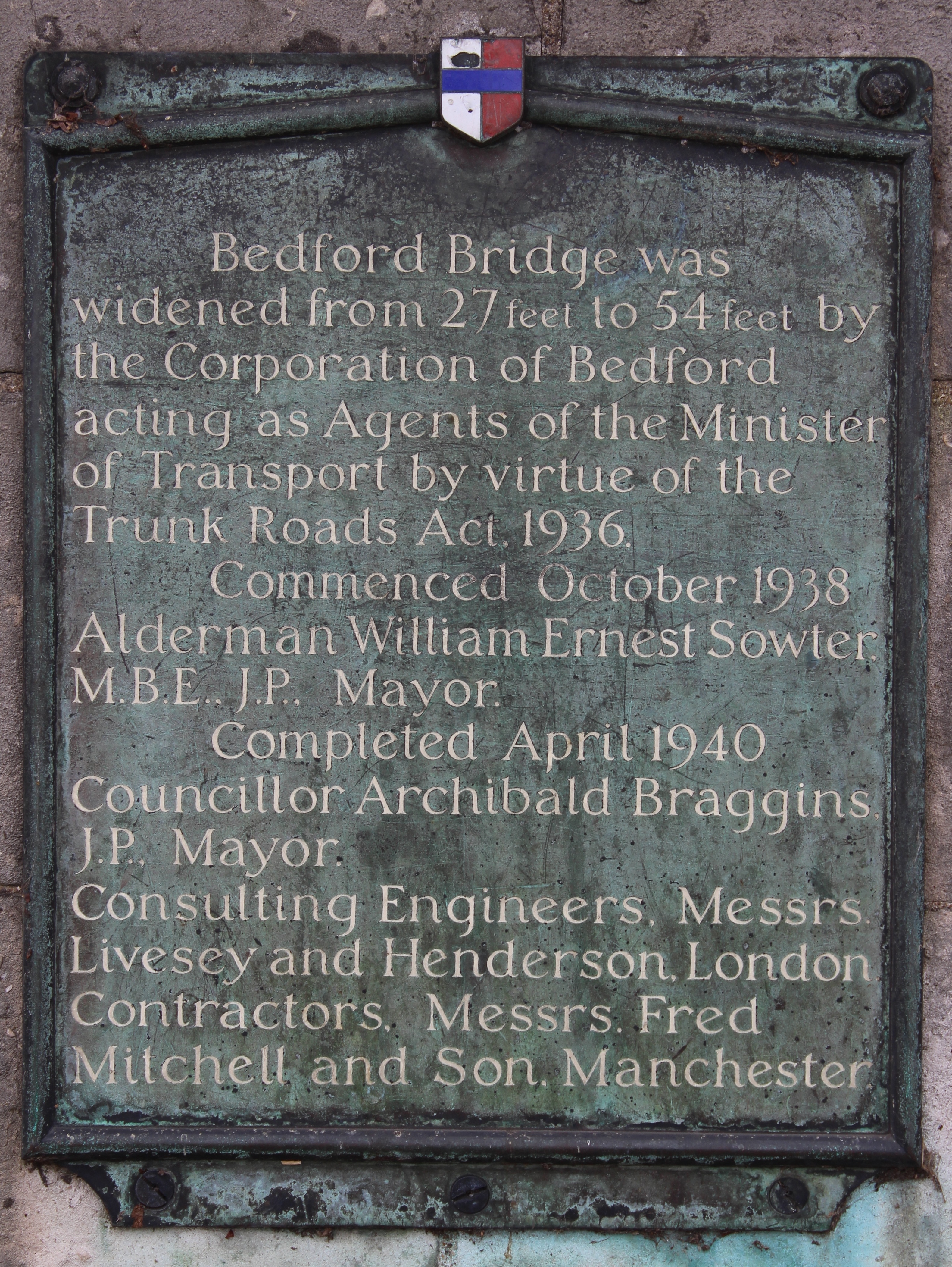 Town Bridge widening commemorative plaque