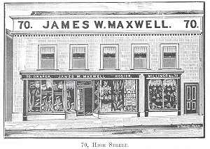 James W. Maxwell, 70, High Street, Bedford. Wholesale and retail drapers