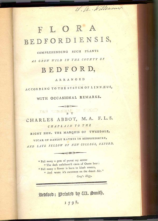 Flora Bedfordiensis, title page