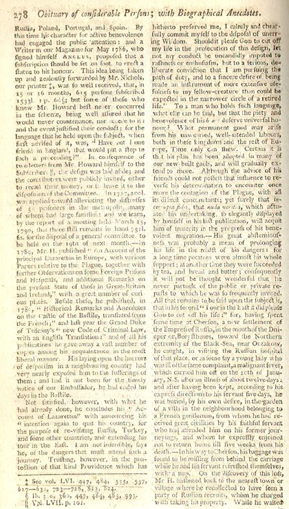 John Howard Obituary February 1790 - Gentleman's Magazine