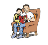 dad reading to child