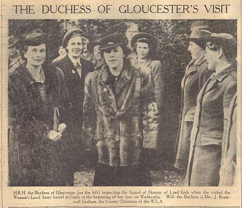 Royal visit to Cople WLA hostel, 9 February 1944