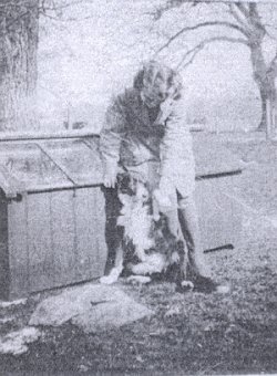 Dorothy Hurren with sheep dog Nell 