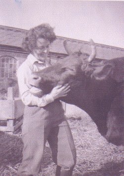 Edna Milton with cow