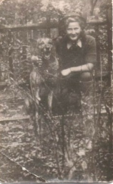 Jean Gibson with a dog