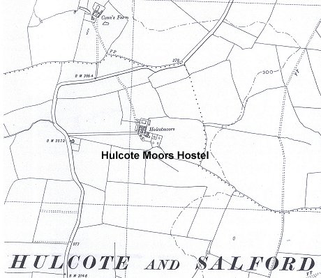 Location of Hulcote Moors hostel, near Cranfield