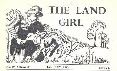 Cover heading of The Land Girl magazine, January, 1943