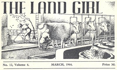 Cover heading of The Land Girl magazine, March, 1944