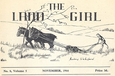 Cover heading of The Land Girl magazine, November, 1944