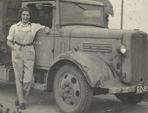 Mary Pakes with the hostel lorry