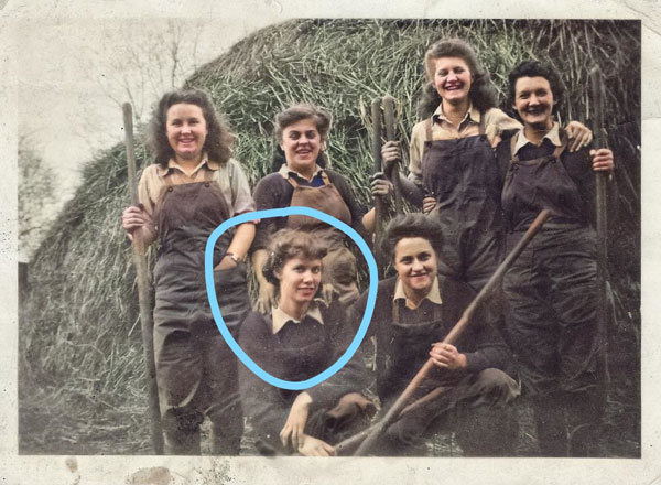 Mary Trowbridge in group of landgirls