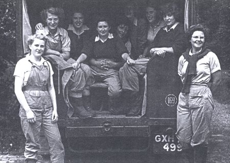 Margaret Perry trains a new intake of Land Girls