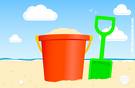 Bucket and spade on the beach