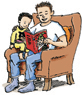 Dad reading with child