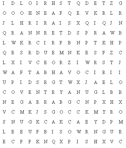 World War 2 Word Search London and Coventry Blitz