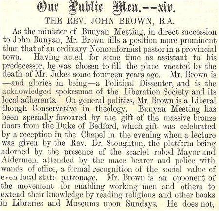 Rev. John Brown, Minister of the Bunyan Meeting