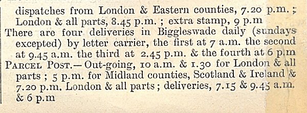 Biggleswade, from Kellys Directory 1894, page 48, enlarged text