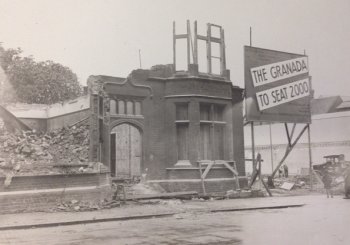 Demolition begins on the Granada Cinema site, St Peter's Street, Bedford, 1934. BLARS Ref. X373/265/2