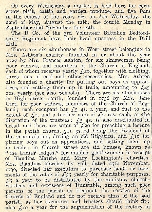 Dunstable, from Kellys Directory 1894, page 64, enlarged text