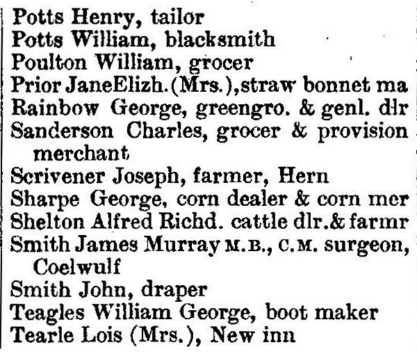 Toddington from Kellys Directory 1894 page 144, enlarged text