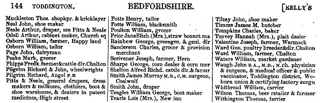 Toddington from Kellys Directory 1894 page 144